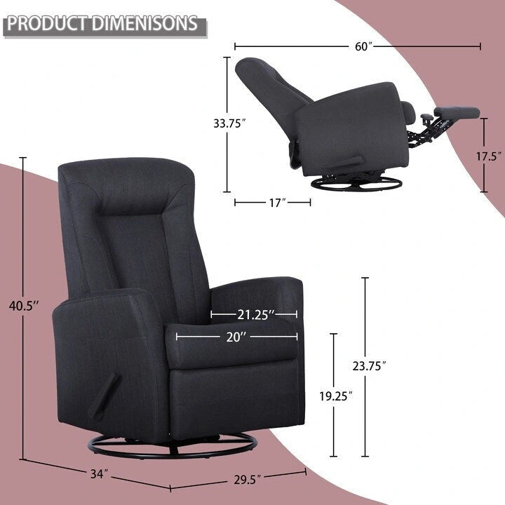 29.5 Width Swivel Recliner Chair Glider Recliner Couch