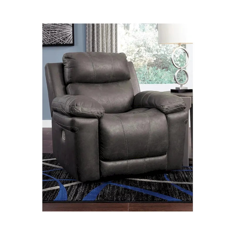 Erlangen Contemporary Power Recliner Adjustable Headrest Midnight
