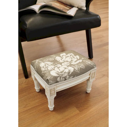 Taupe Magnolia Footstool with antique white finish