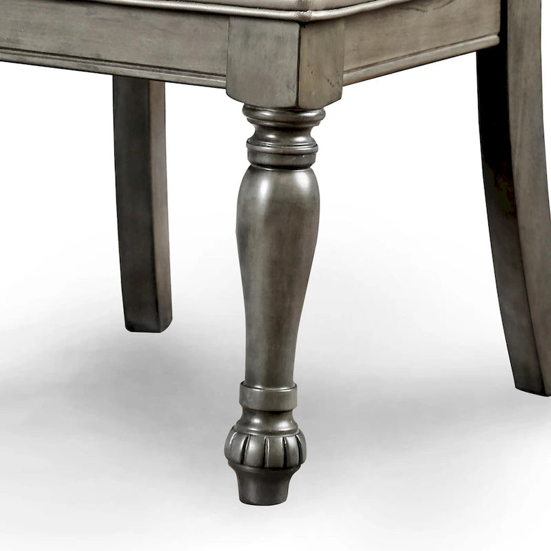 Tima Traditional Grey Faux Leather Dining Chairs (Set of 2) by Furniture of America