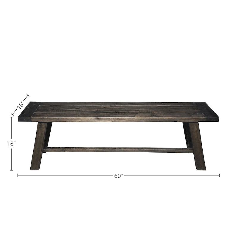 Alpine Furniture Home Decorative Newberry Bench - Salvaged Grey - 60Wx16Dx18H