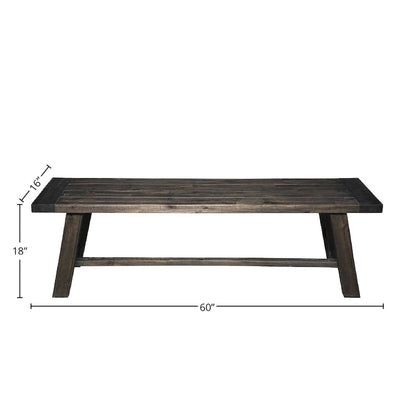 Alpine Furniture Home Decorative Newberry Bench - Salvaged Grey - 60Wx16Dx18H