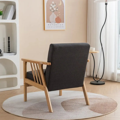 SEYNAR Mid Century Boucle Uplostered Soild Wood Accent Armchair with Pillow