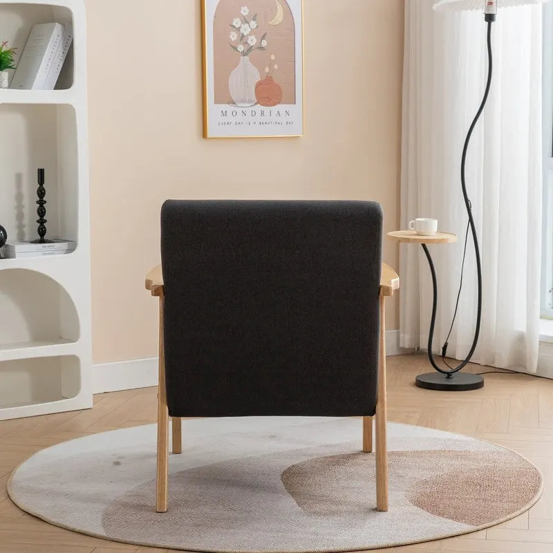 SEYNAR Mid Century Boucle Uplostered Soild Wood Accent Armchair with Pillow