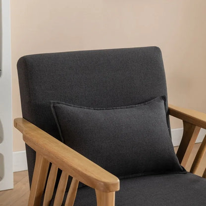 SEYNAR Mid Century Boucle Uplostered Soild Wood Accent Armchair with Pillow