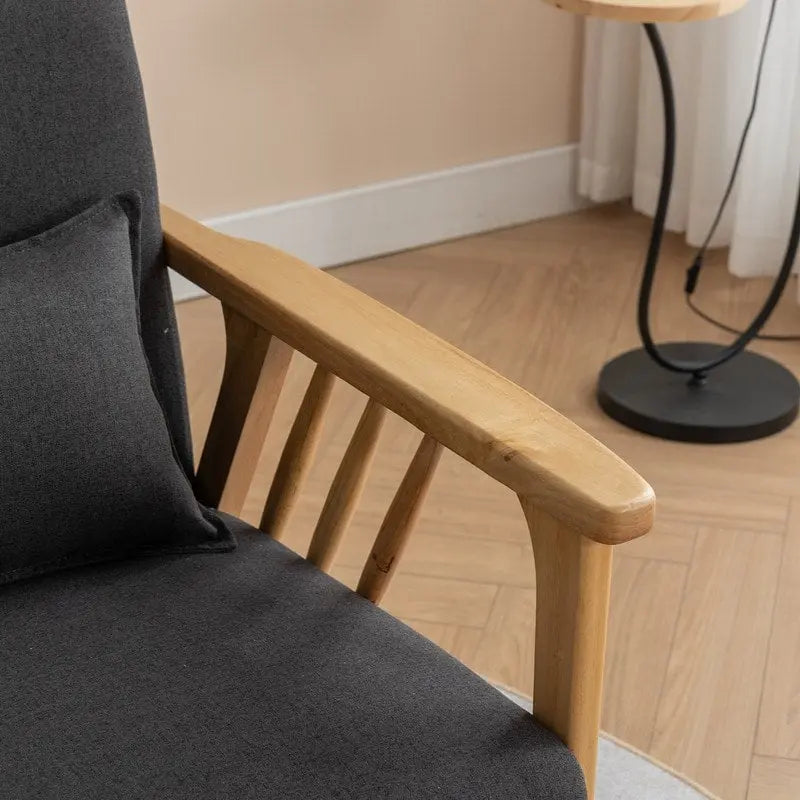 SEYNAR Mid Century Boucle Uplostered Soild Wood Accent Armchair with Pillow