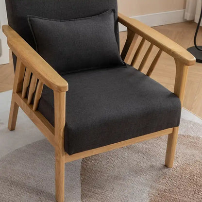 SEYNAR Mid Century Boucle Uplostered Soild Wood Accent Armchair with Pillow