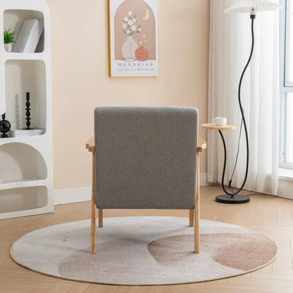 SEYNAR Mid Century Boucle Uplostered Soild Wood Accent Armchair with Pillow