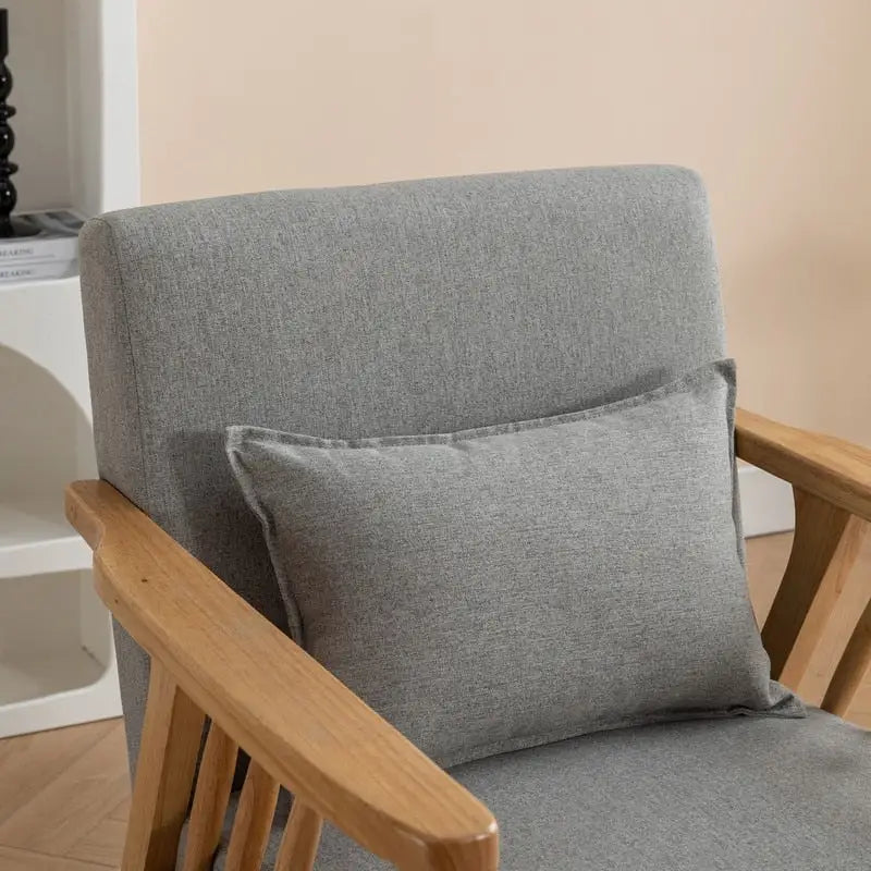 SEYNAR Mid Century Boucle Uplostered Soild Wood Accent Armchair with Pillow