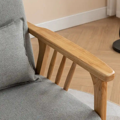 SEYNAR Mid Century Boucle Uplostered Soild Wood Accent Armchair with Pillow