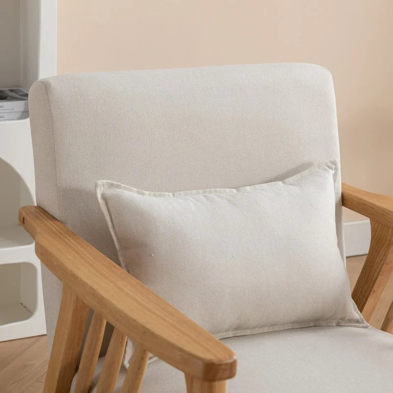 SEYNAR Mid Century Boucle Uplostered Soild Wood Accent Armchair with Pillow