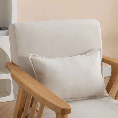 SEYNAR Mid Century Boucle Uplostered Soild Wood Accent Armchair with Pillow