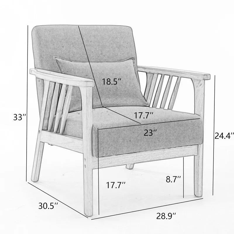 SEYNAR Mid Century Boucle Uplostered Soild Wood Accent Armchair with Pillow