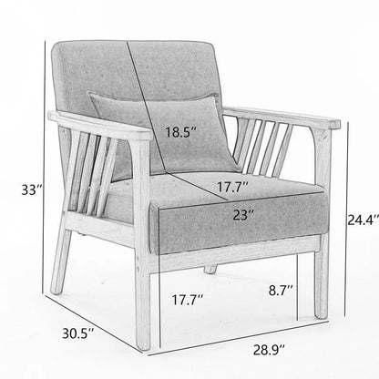 SEYNAR Mid Century Boucle Uplostered Soild Wood Accent Armchair with Pillow