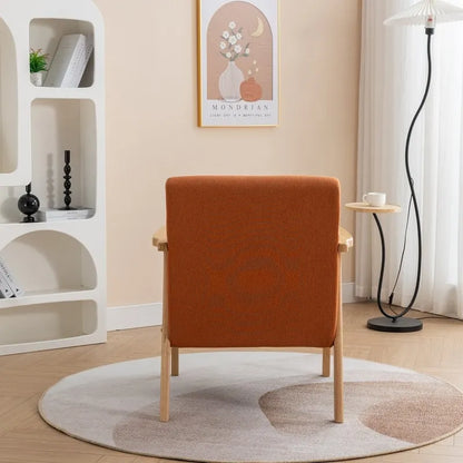 SEYNAR Mid Century Boucle Uplostered Soild Wood Accent Armchair with Pillow