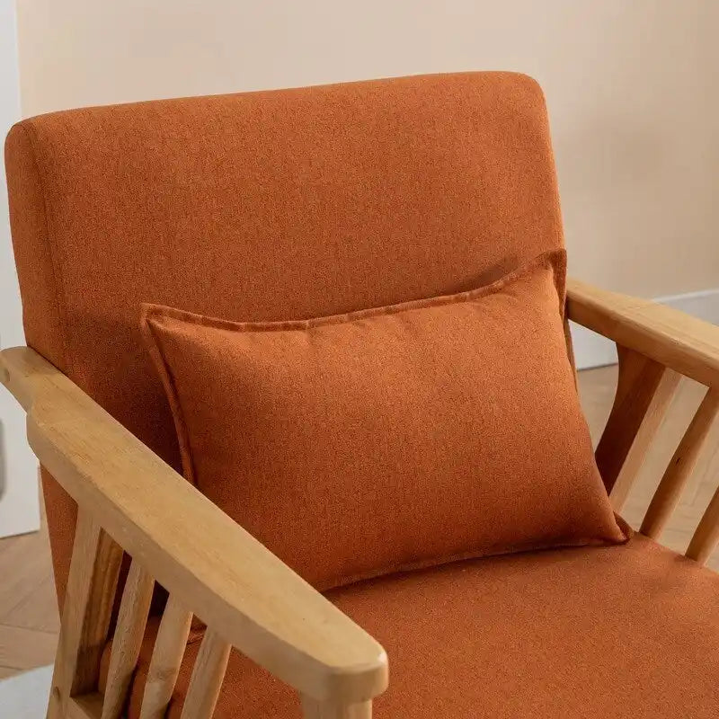 SEYNAR Mid Century Boucle Uplostered Soild Wood Accent Armchair with Pillow