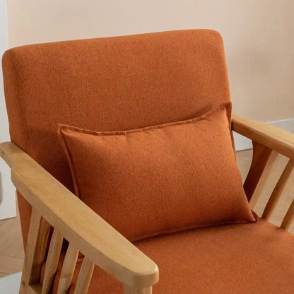 SEYNAR Mid Century Boucle Uplostered Soild Wood Accent Armchair with Pillow