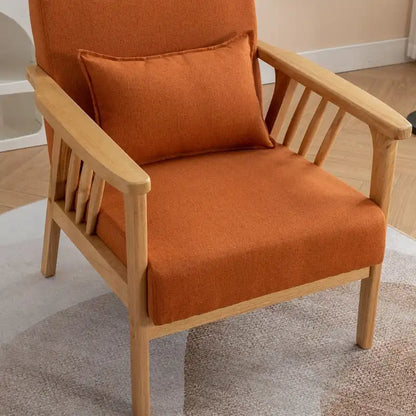 SEYNAR Mid Century Boucle Uplostered Soild Wood Accent Armchair with Pillow