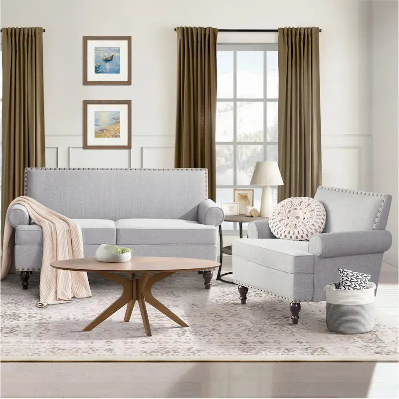 HUIMO Fabric Arm Chair and Loveseat Set