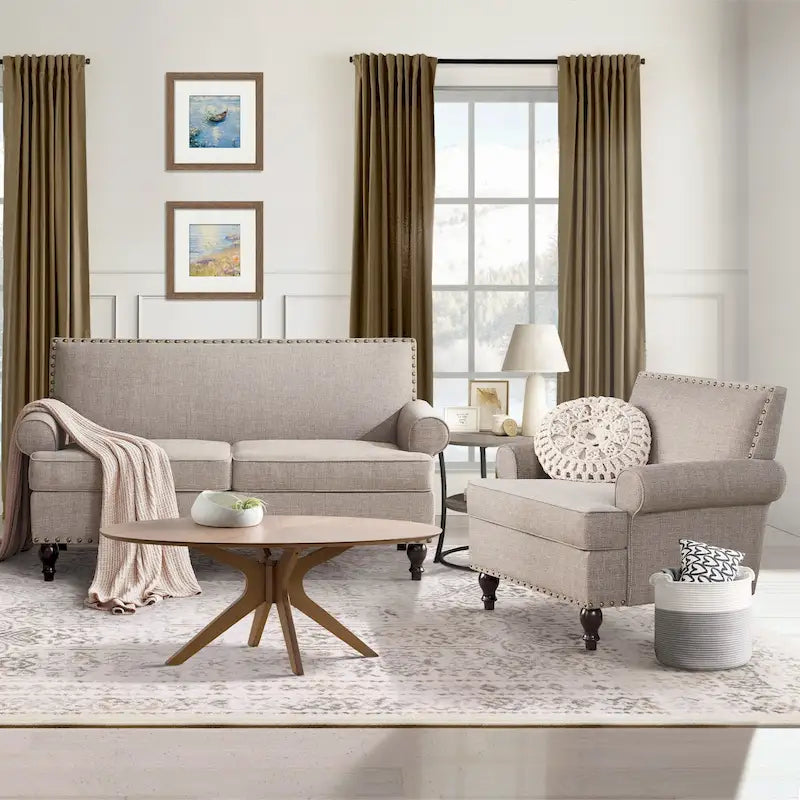 HUIMO Fabric Arm Chair and Loveseat Set