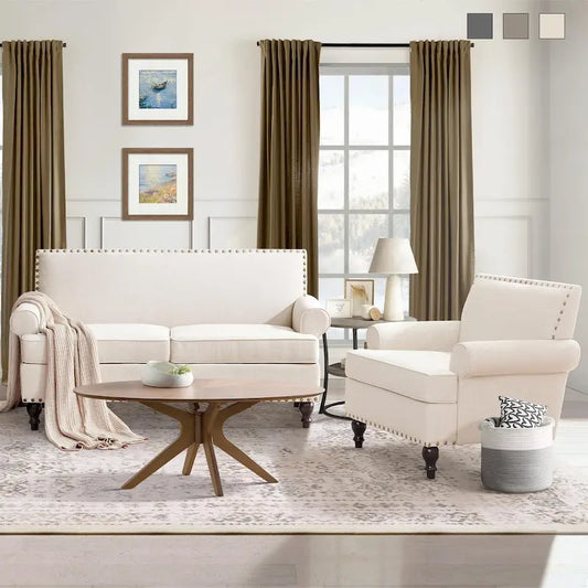 HUIMO Fabric Arm Chair and Loveseat Set