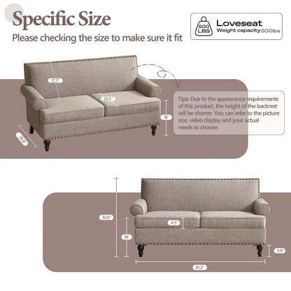HUIMO Fabric Arm Chair and Loveseat Set