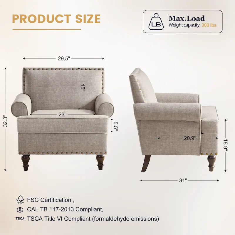HUIMO Fabric Arm Chair and Loveseat Set