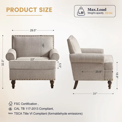 HUIMO Fabric Arm Chair and Loveseat Set