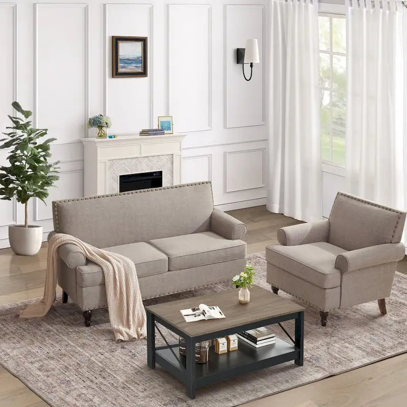 HUIMO Fabric Arm Chair and Loveseat Set