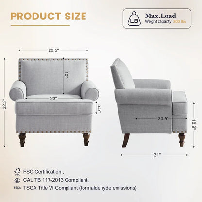 HUIMO Fabric Arm Chair and Loveseat Set