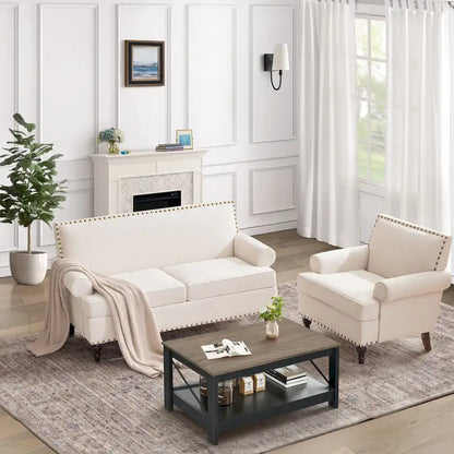 HUIMO Fabric Arm Chair and Loveseat Set