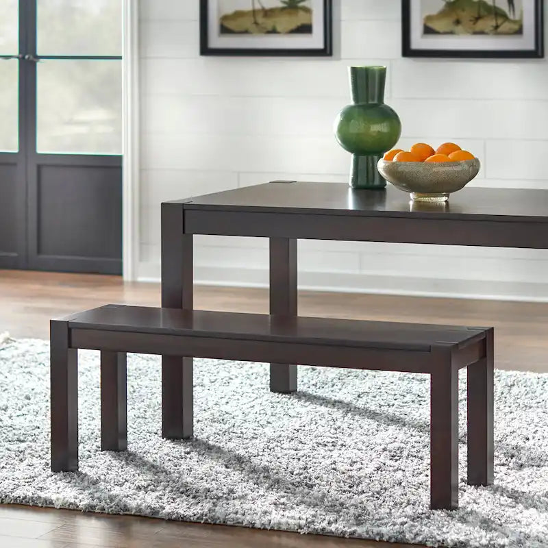 Simple Living Annie Espresso, Grey Rubberwood and Fabric 6-piece Dining Set with Dining Bench