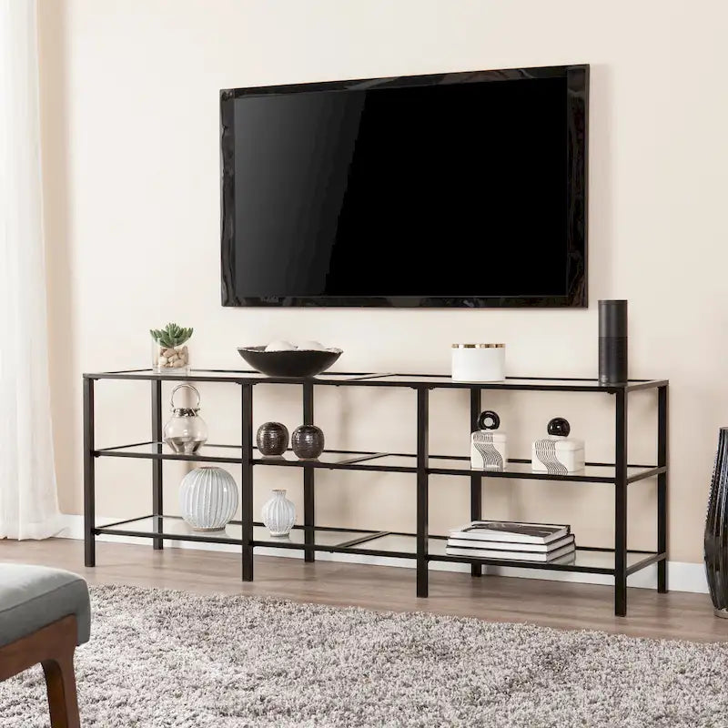 SEI Furniture Liberty Metal and Glass Media TV Stand for TV's up to 68