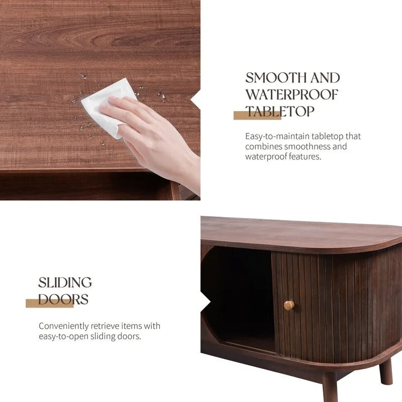 Rattan TV Stand for TVs up to 75Modern Farmhouse Media Console,Entertainment Center with Solid Wood Legs