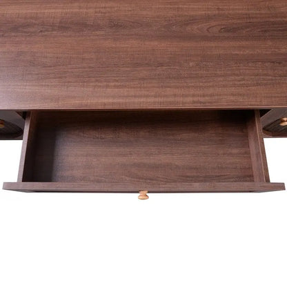 Rattan TV Stand for TVs up to 75Modern Farmhouse Media Console,Entertainment Center with Solid Wood Legs