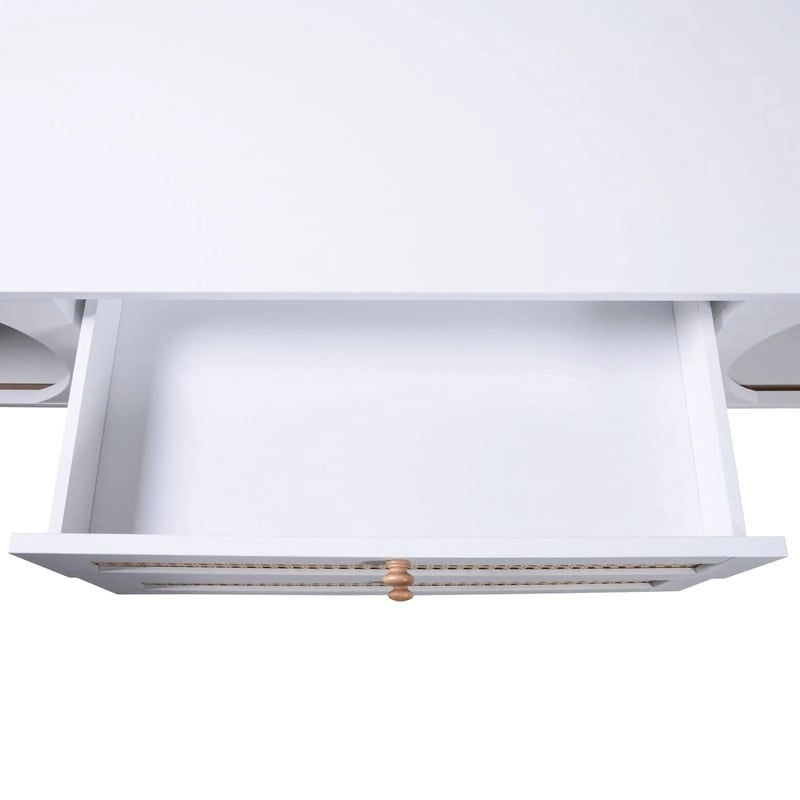 Rattan TV Stand for TVs up to 75Modern Farmhouse Media Console,Entertainment Center with Solid Wood Legs