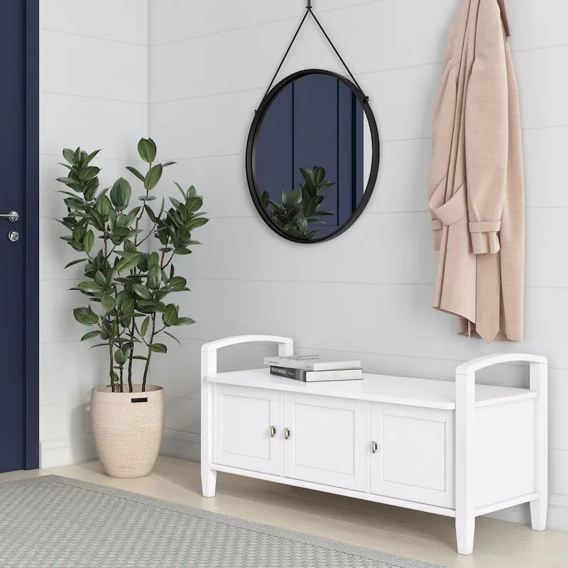 WYNDENHALL Norfolk Solid Wood 44-inch Wide Entryway Storage Bench - 44 Inches wide