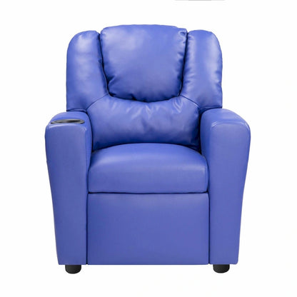 PVC Kids Recliner Chair with Push-Back Reclining Function, Cup Holder, and Comfortable Footres