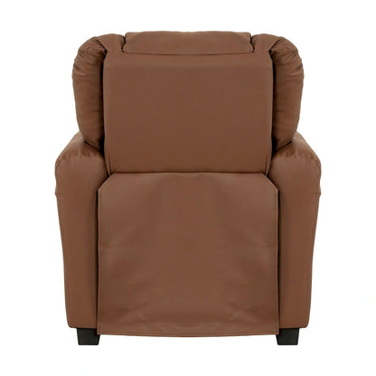PVC Kids Recliner Chair with Push-Back Reclining Function, Cup Holder, and Comfortable Footres