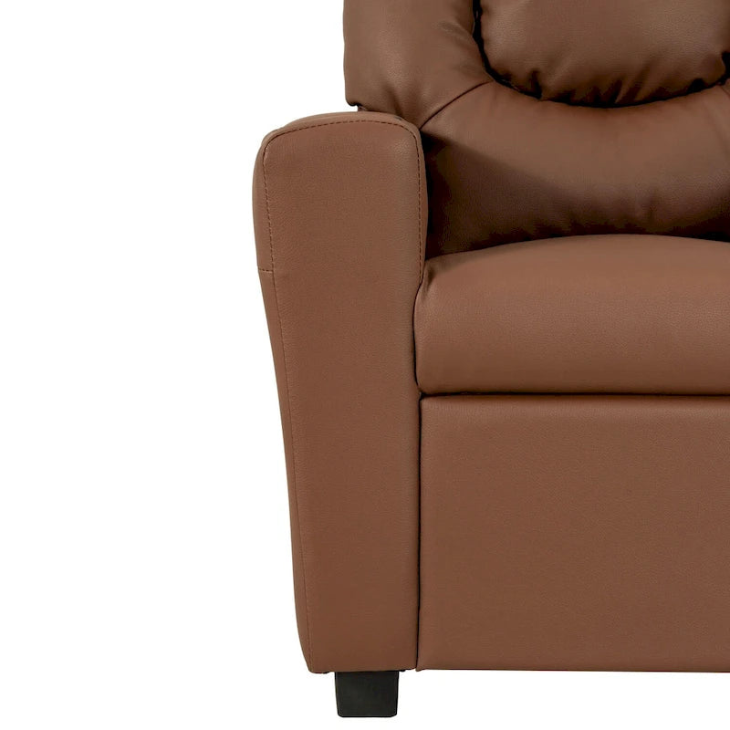 PVC Kids Recliner Chair with Push-Back Reclining Function, Cup Holder, and Comfortable Footres
