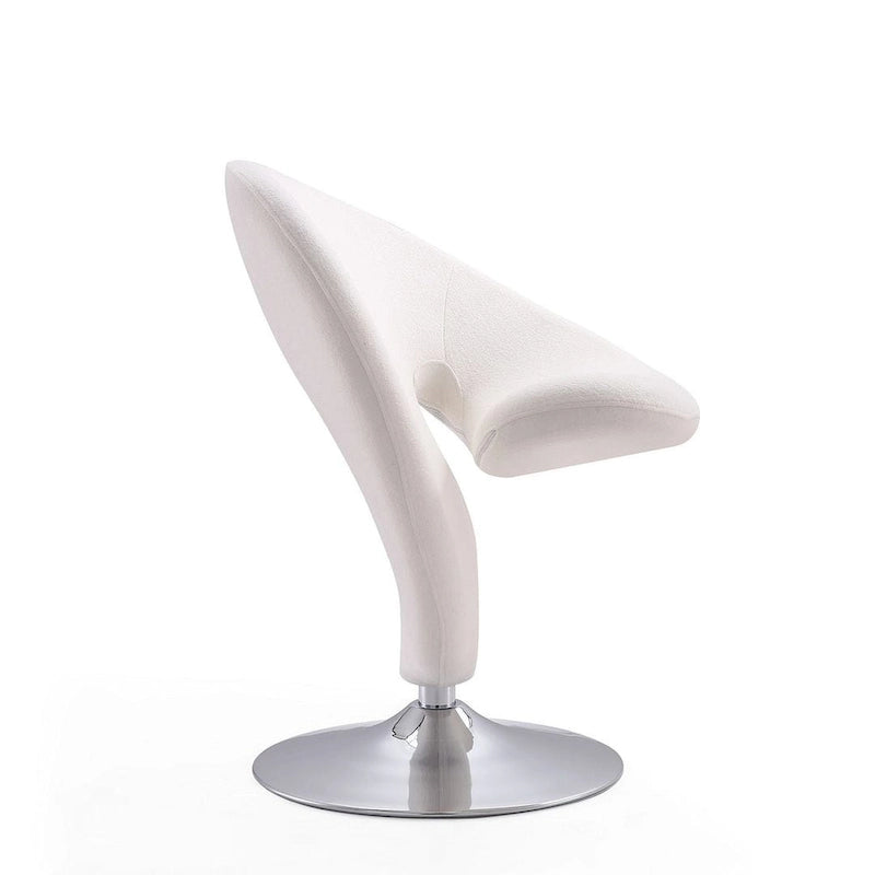 Manhattan Comfort Curl Polished Chrome Wool Blend Swivel Accent Chair