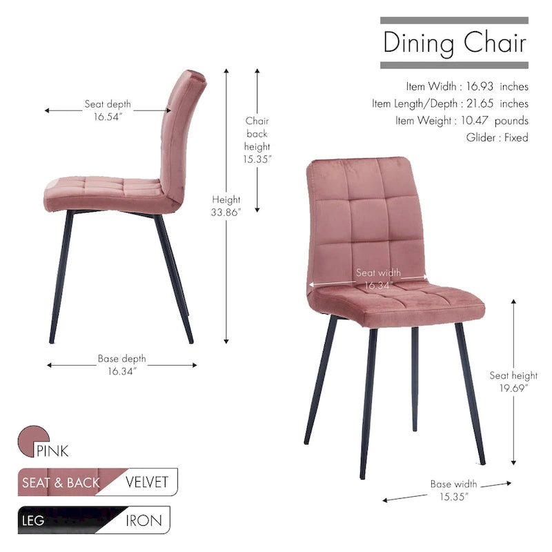 Porthos Home Pacie Velvet Dining Room Chairs (Set of 2)