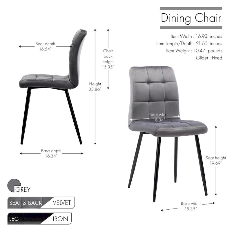 Porthos Home Pacie Velvet Dining Room Chairs (Set of 2)