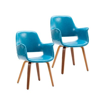 Porthos Home Haro Dining Chairs Set of 2, PU Leather, Bentwood Legs