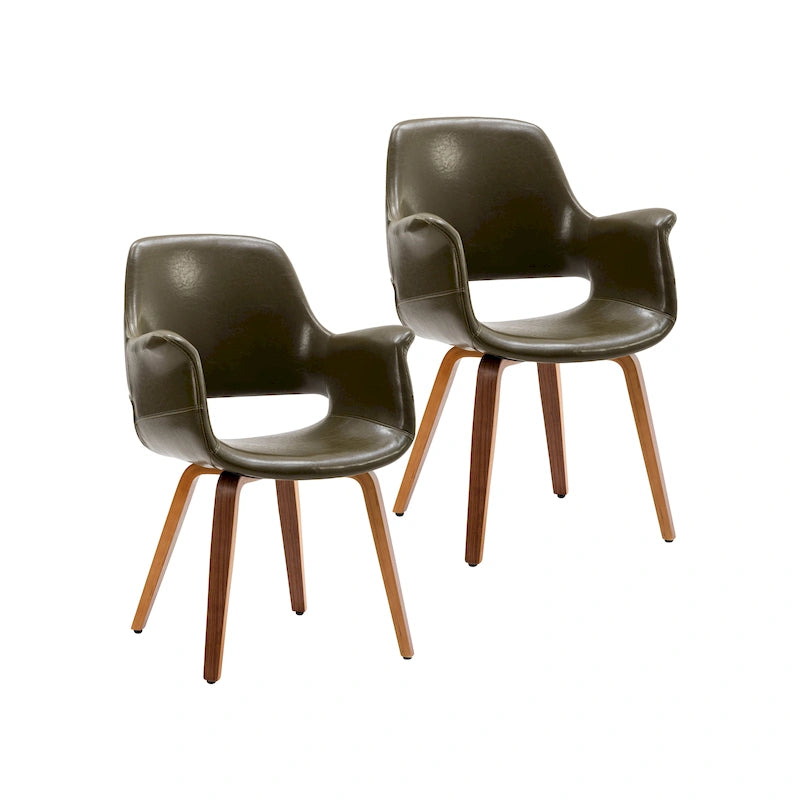 Porthos Home Haro Dining Chairs Set of 2, PU Leather, Bentwood Legs