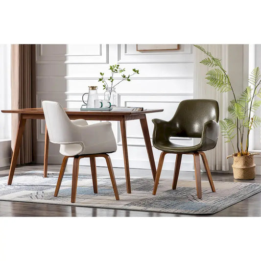Porthos Home Haro Dining Chairs Set of 2, PU Leather, Bentwood Legs