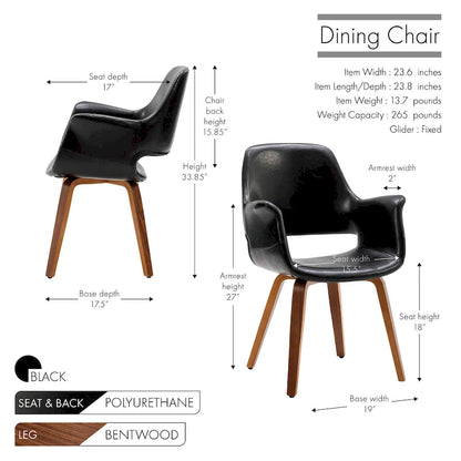 Porthos Home Haro Dining Chairs Set of 2, PU Leather, Bentwood Legs