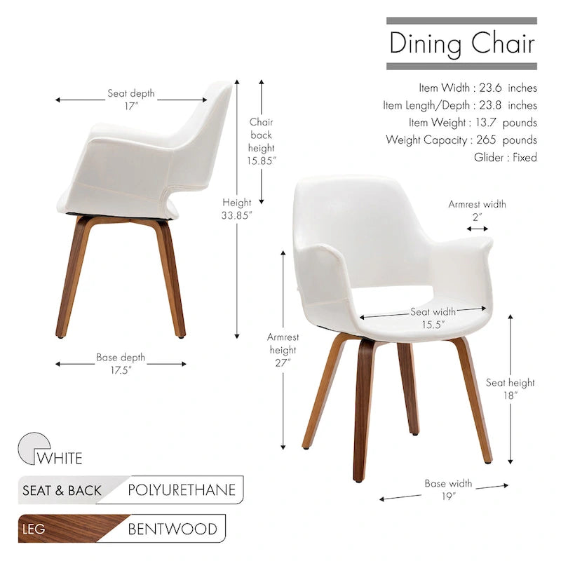 Porthos Home Haro Dining Chairs Set of 2, PU Leather, Bentwood Legs