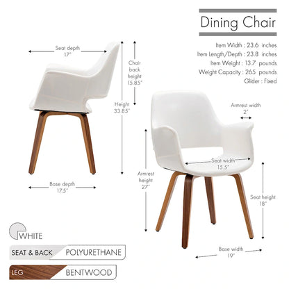 Porthos Home Haro Dining Chairs Set of 2, PU Leather, Bentwood Legs