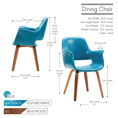 Porthos Home Haro Dining Chairs Set of 2, PU Leather, Bentwood Legs